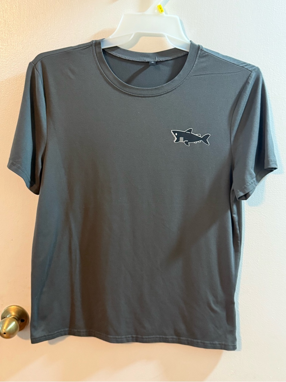 Men's Gray Short Sleeve Tee with Shark Graphic size M